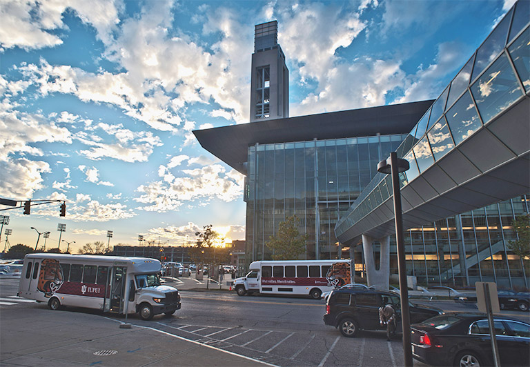 IUPUI Campus Center at dusk